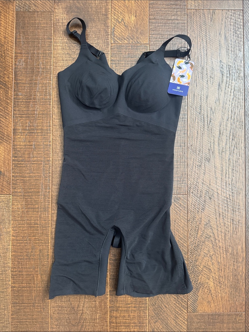 NWT Honeylove Mid-Thigh Bodysuit in Vamp Black